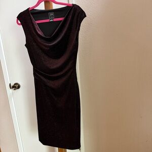 JH Evenings Red And Black Sparkle Midi‎ Dress -Size 6